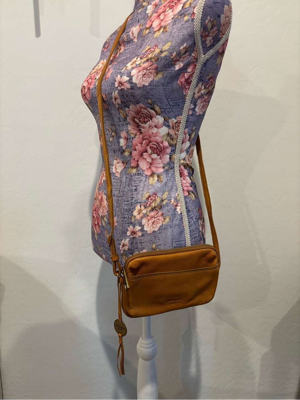 Margot Ryan Phone Crossbody Bag in Cognac Leather